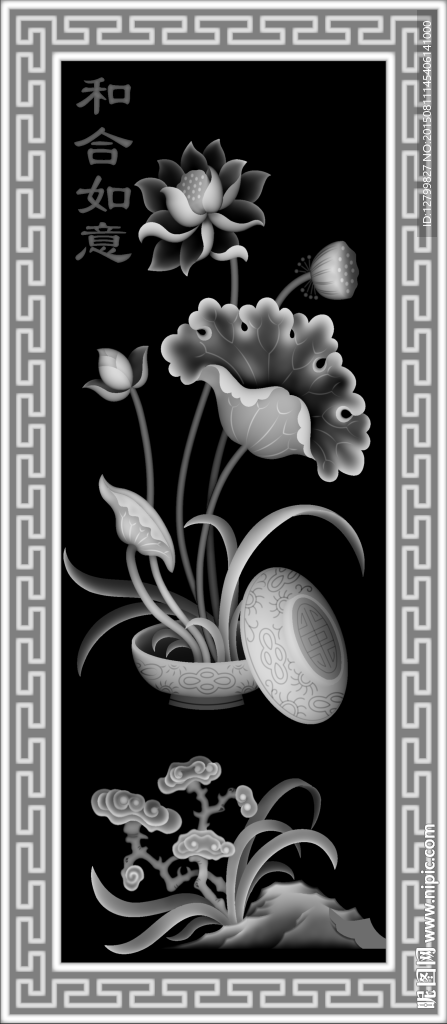 四季花鸟灰度图