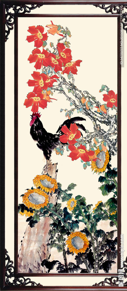 花鸟装饰画 公鸡