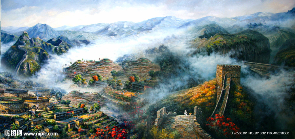 油画长城