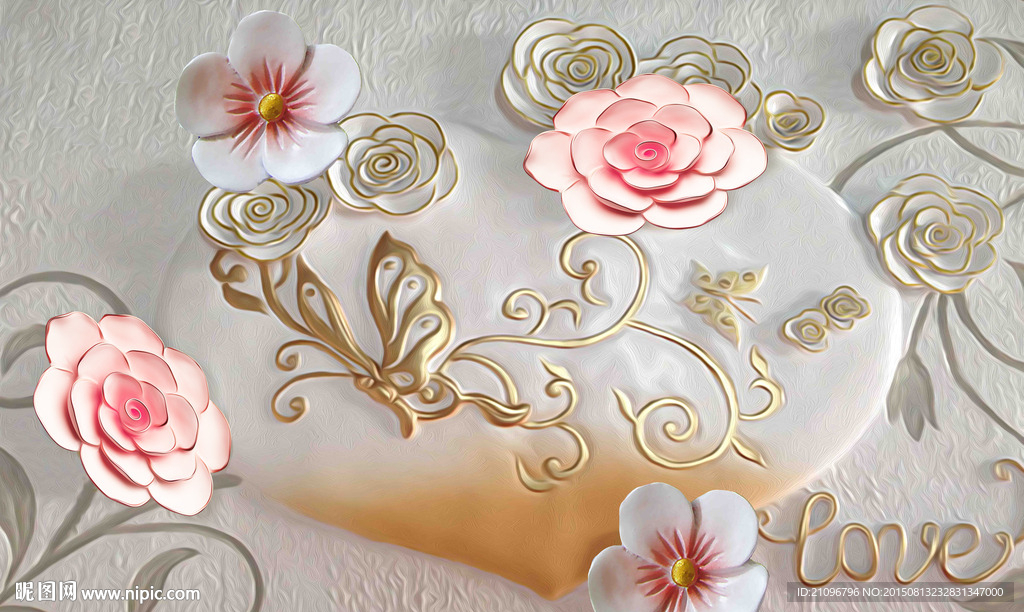 3d时尚花纹背景墙