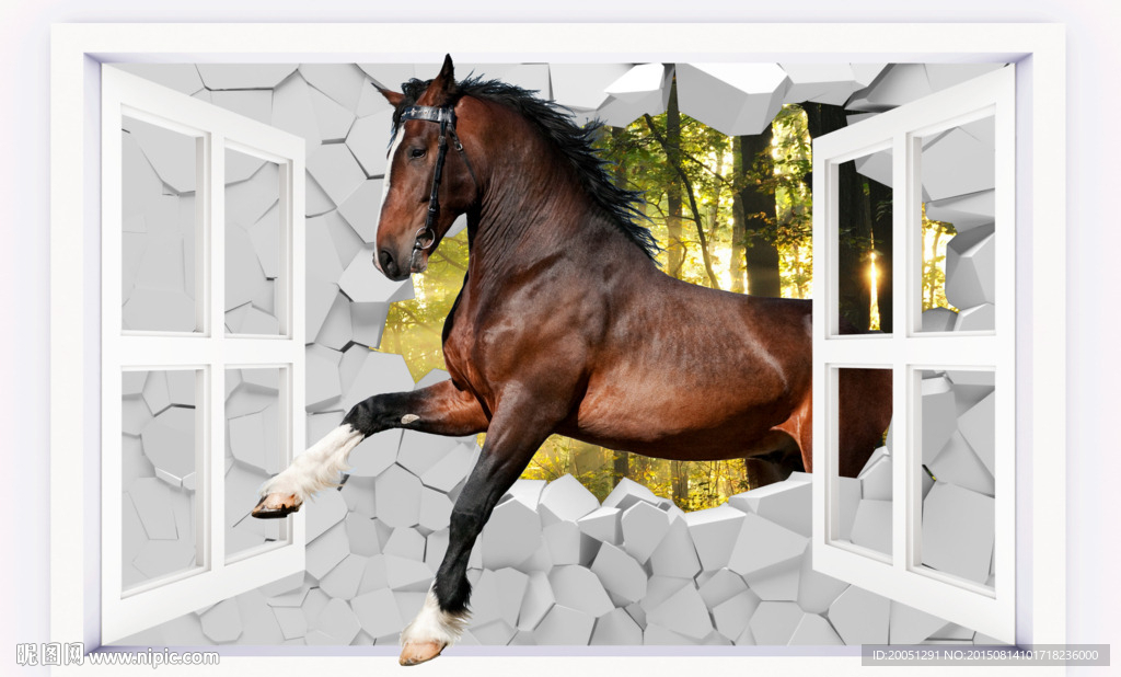 3d背景墙 骏马