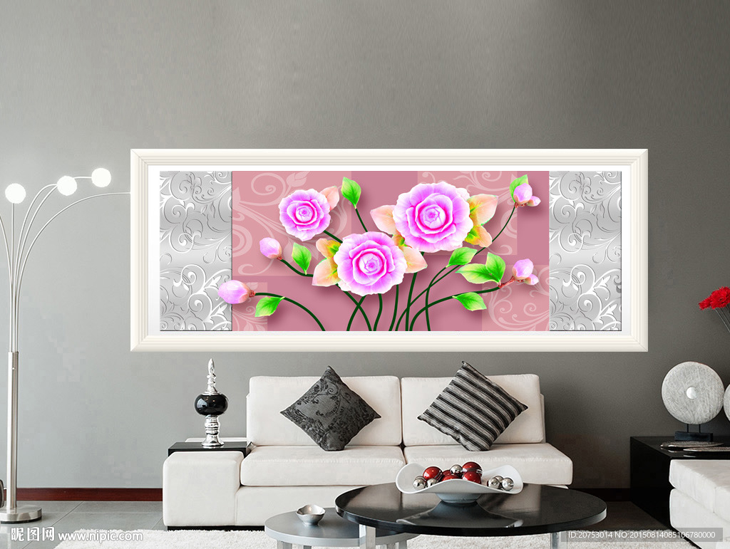 高档时尚立体花卉装饰无框画