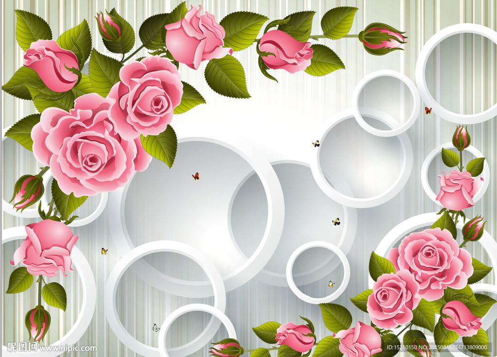 3D圆圈玫瑰花