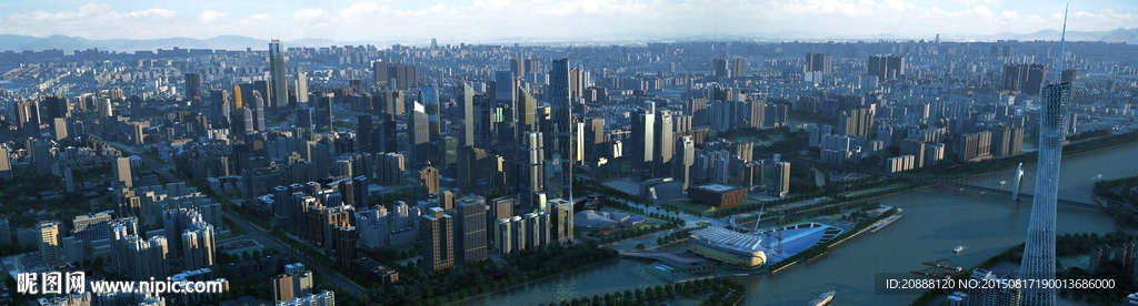珠江新城清晨光色变化动画场景