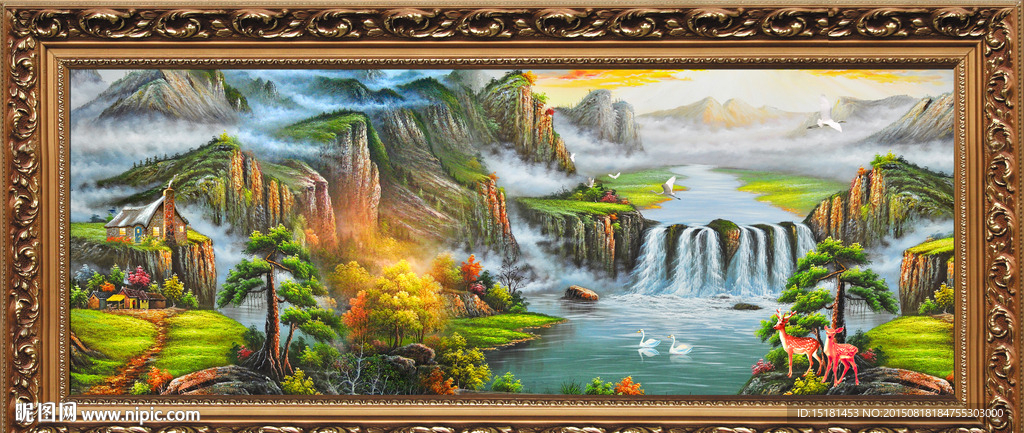 油画山水 乡村油画