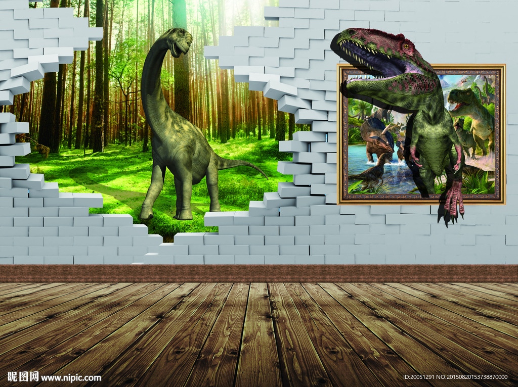 3d背景墙 恐龙世界