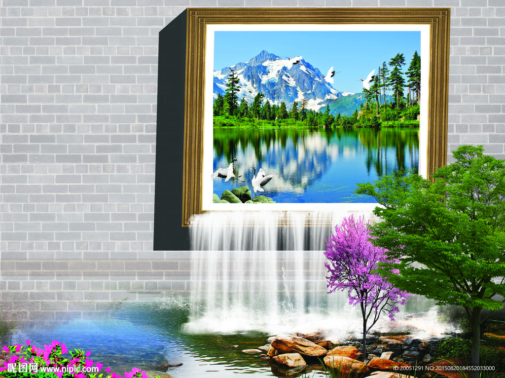 山水电视背景墙