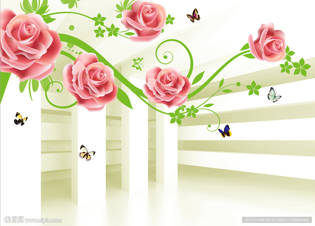 3D空间玫瑰花