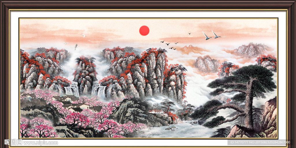 国画迎客松