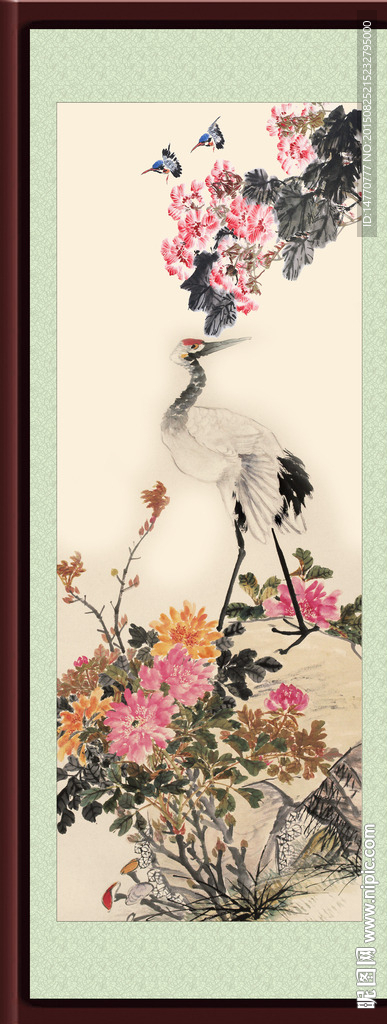 国画牡丹 仙鹤图