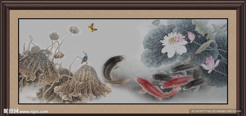 水墨荷花装饰画