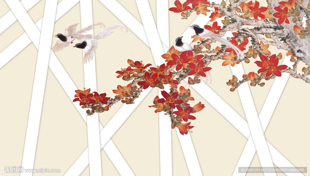 时尚背景墙 花鸟