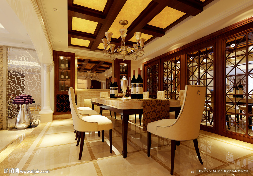 中式住宅餐厅室内效果图3d模型