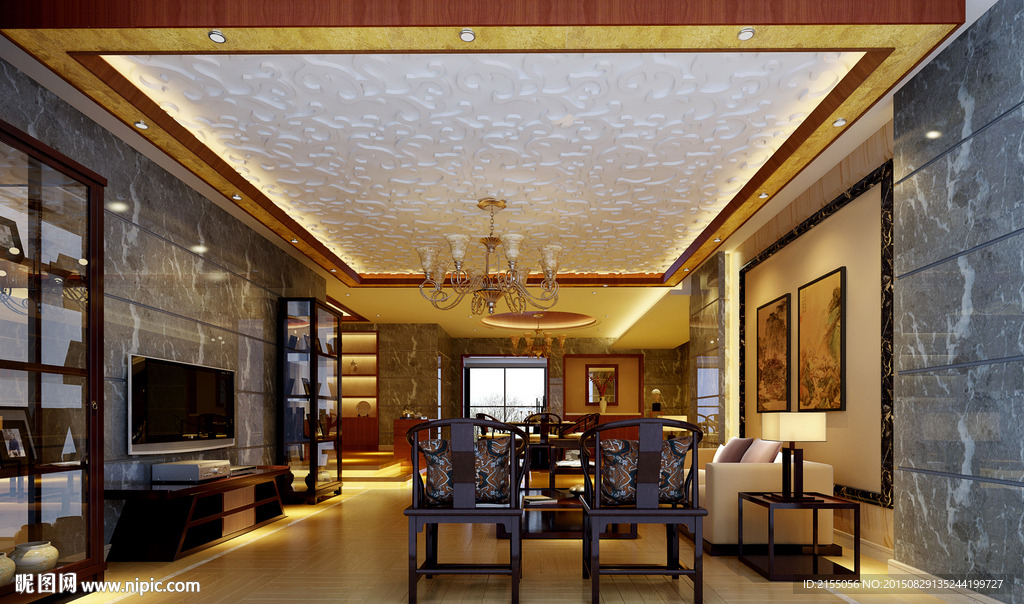 别墅客厅室内效果图3d模型