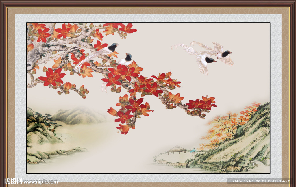 国画花鸟壁画