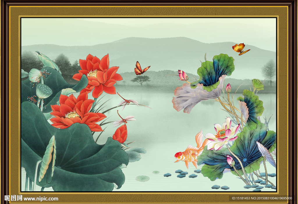 荷花国画