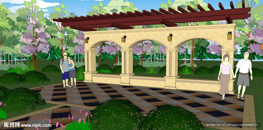 SketchUp廊架