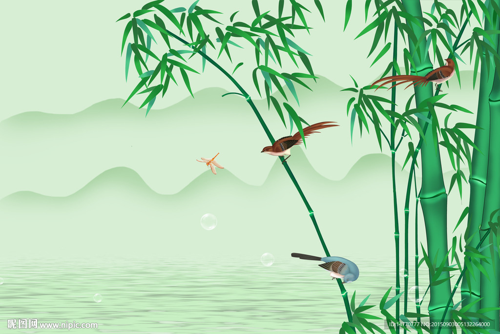 竹子壁画