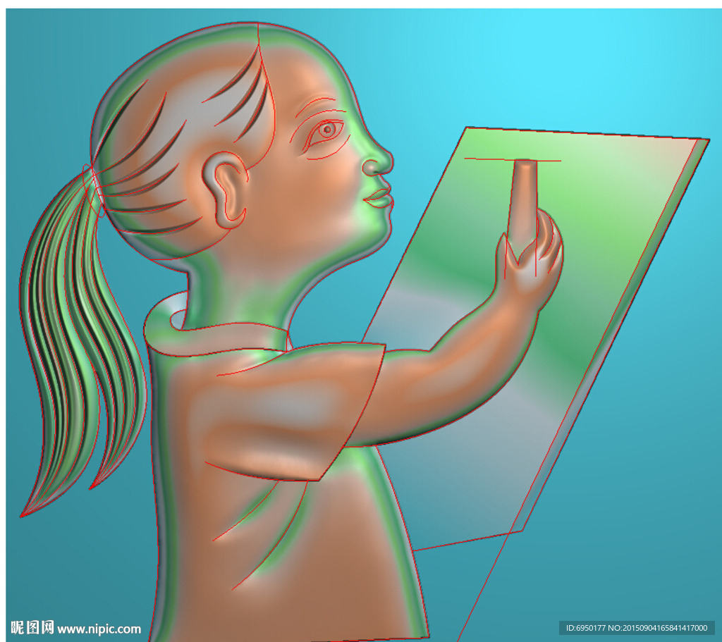 女孩人物小孩精雕图灰度图浮雕图