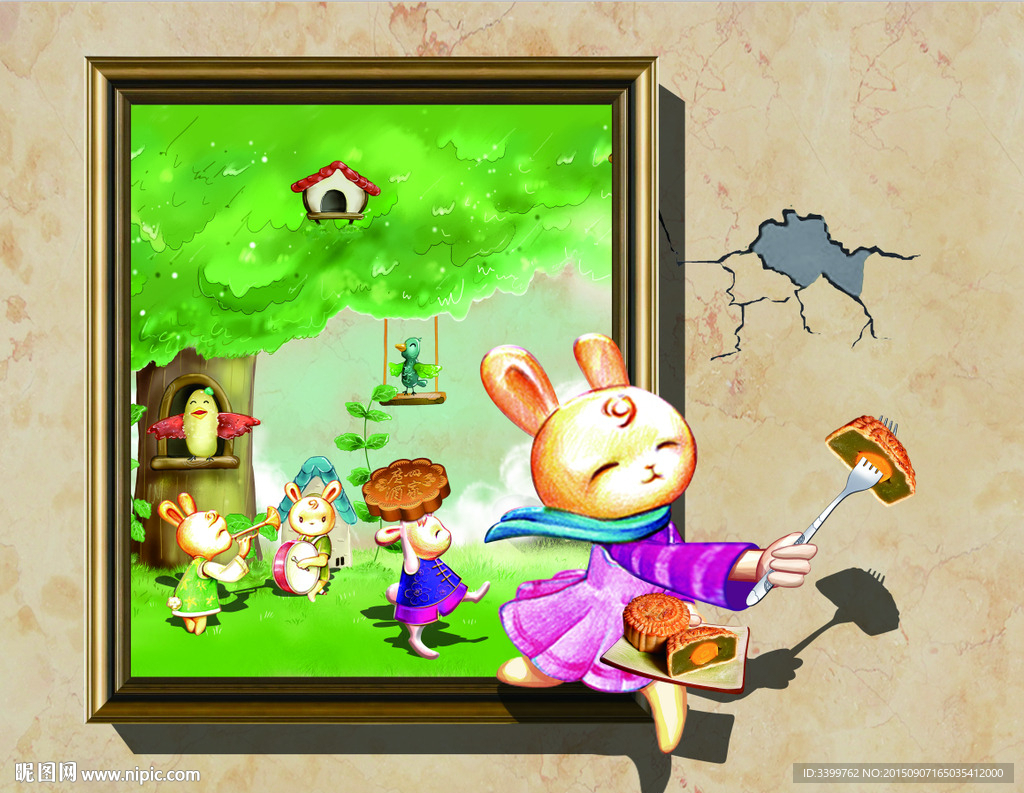 兔子送月饼3D画