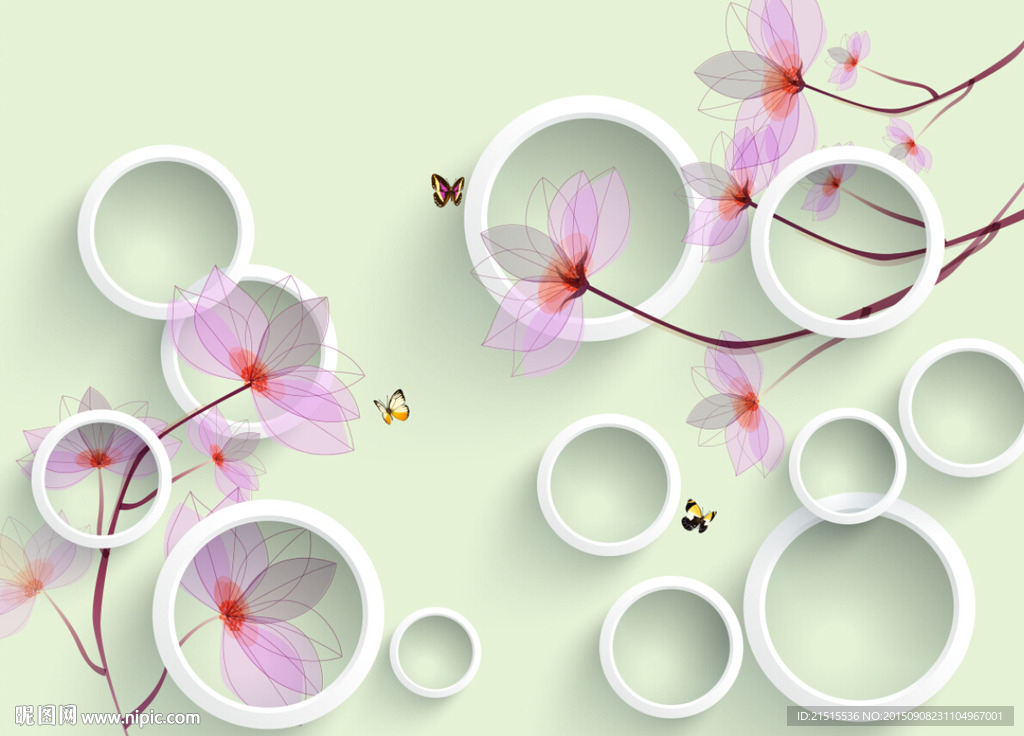 3D圆圈梦幻花蝴蝶