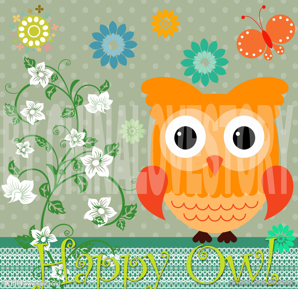 卡通猫头鹰装饰画