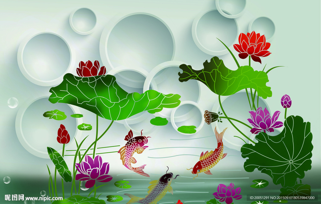 3d背景墙 荷花