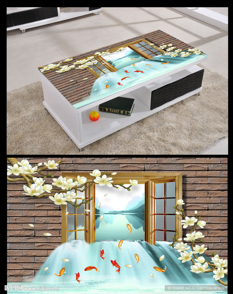 3D立体鲤鱼跳龙门风景桌面