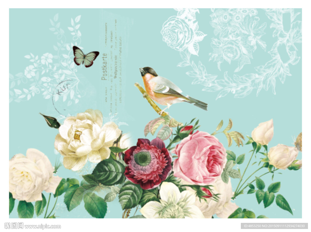 手绘花卉  装饰画