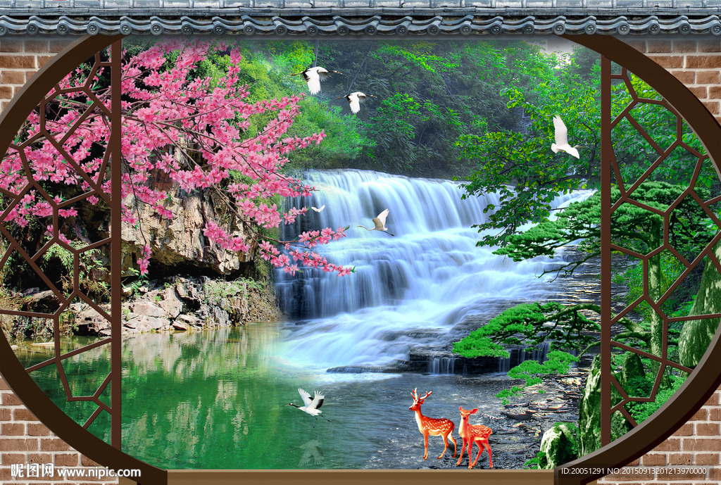 3d背景墙 山水画