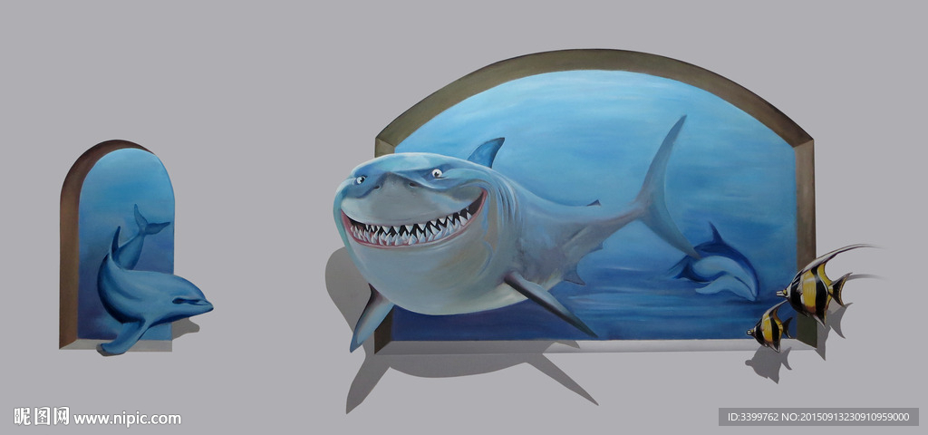 大鲨鱼3D立体画