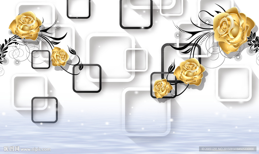 时尚背景墙 3d玫瑰花