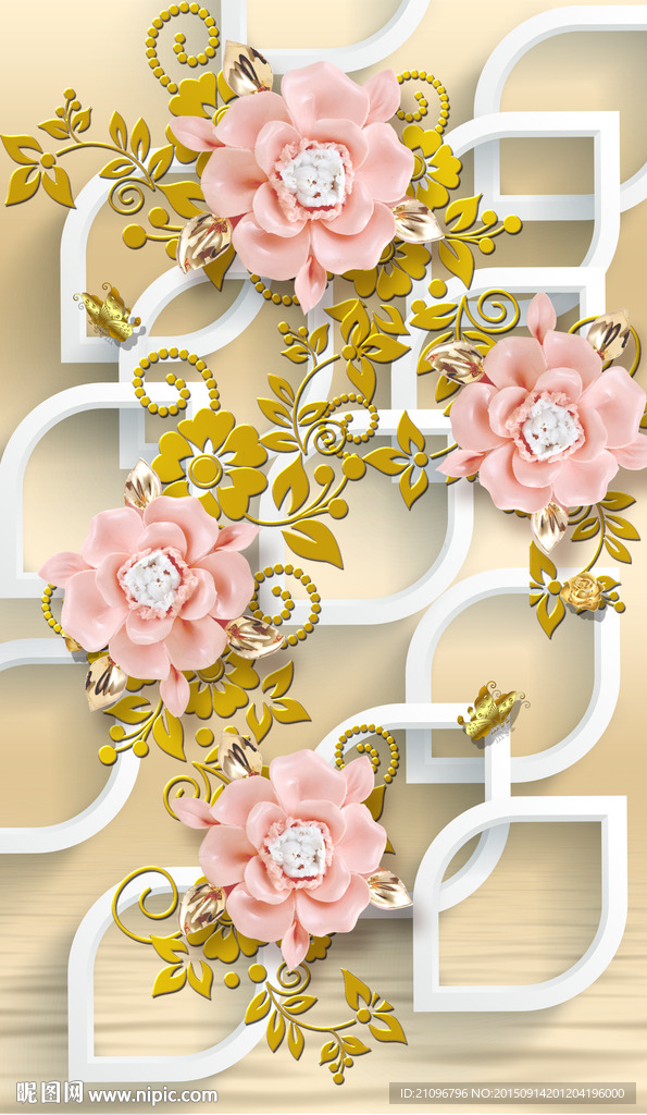 时尚浮雕花朵 3d玄关