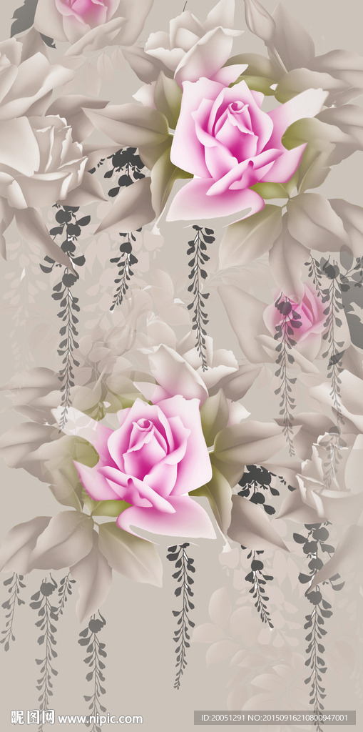 时尚花朵 玄关背景墙