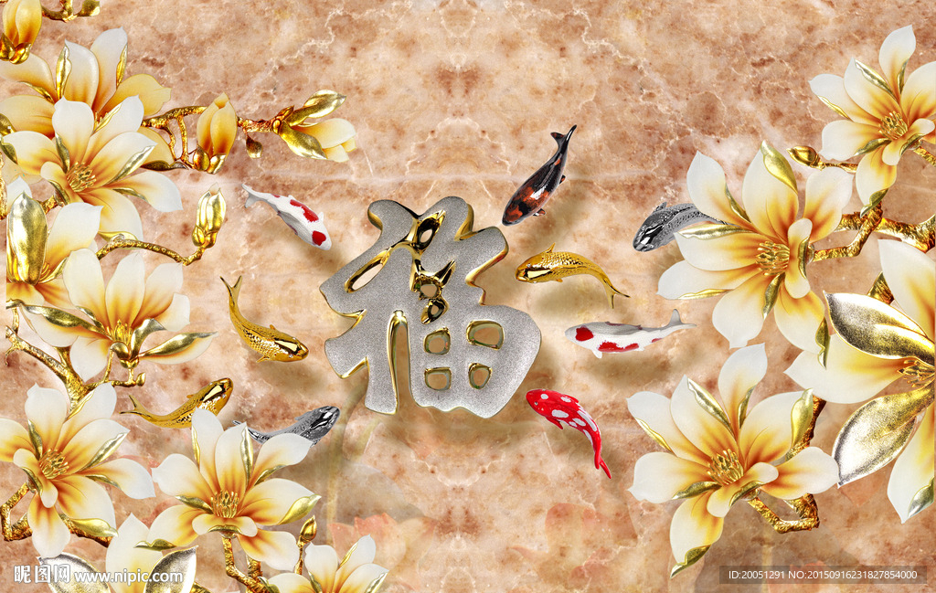 时尚背景墙 彩雕壁画