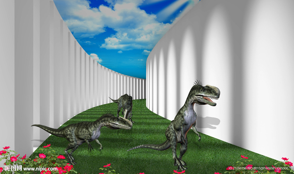 3d背景墙 恐龙世界