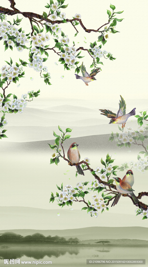 中国花鸟 玄关背景