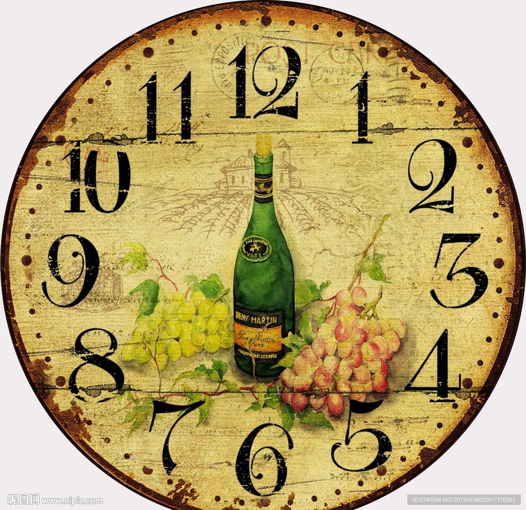 钟面 欧美风格 工艺绘画挂钟