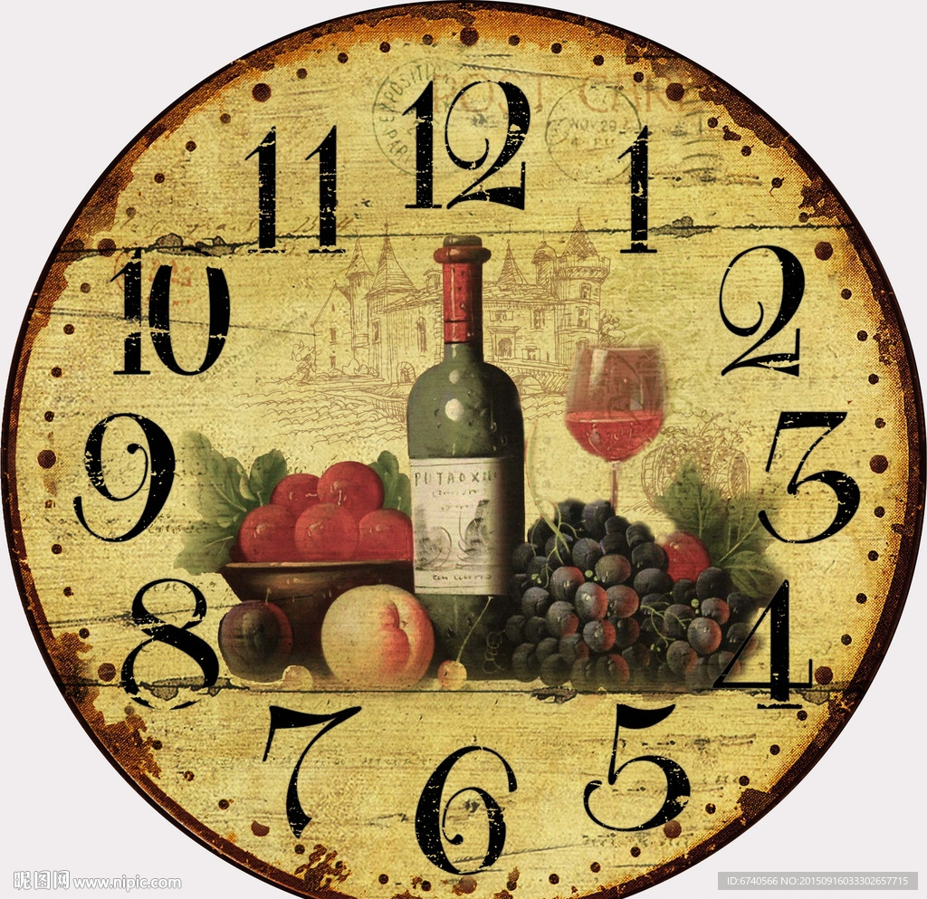 钟面 欧美风格 工艺绘画挂钟