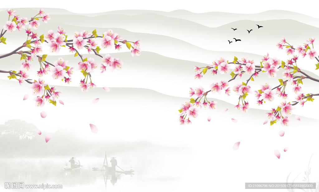 大型壁画 花鸟