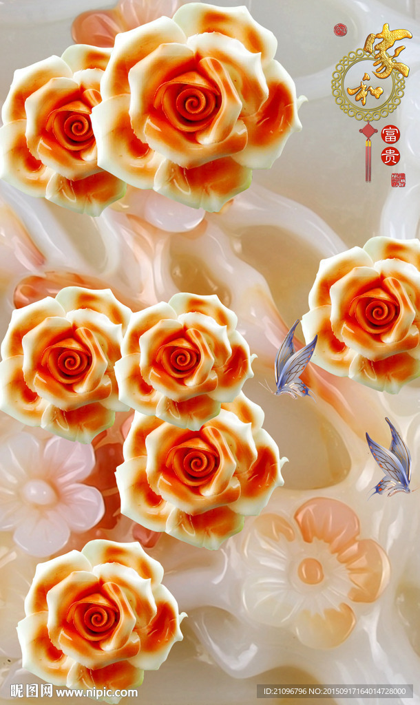 玉雕背景墙 3d梅花玄关