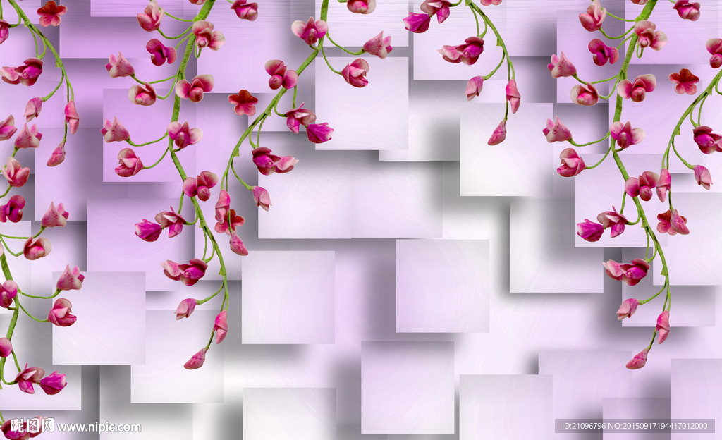 3d背景墙 花藤壁画