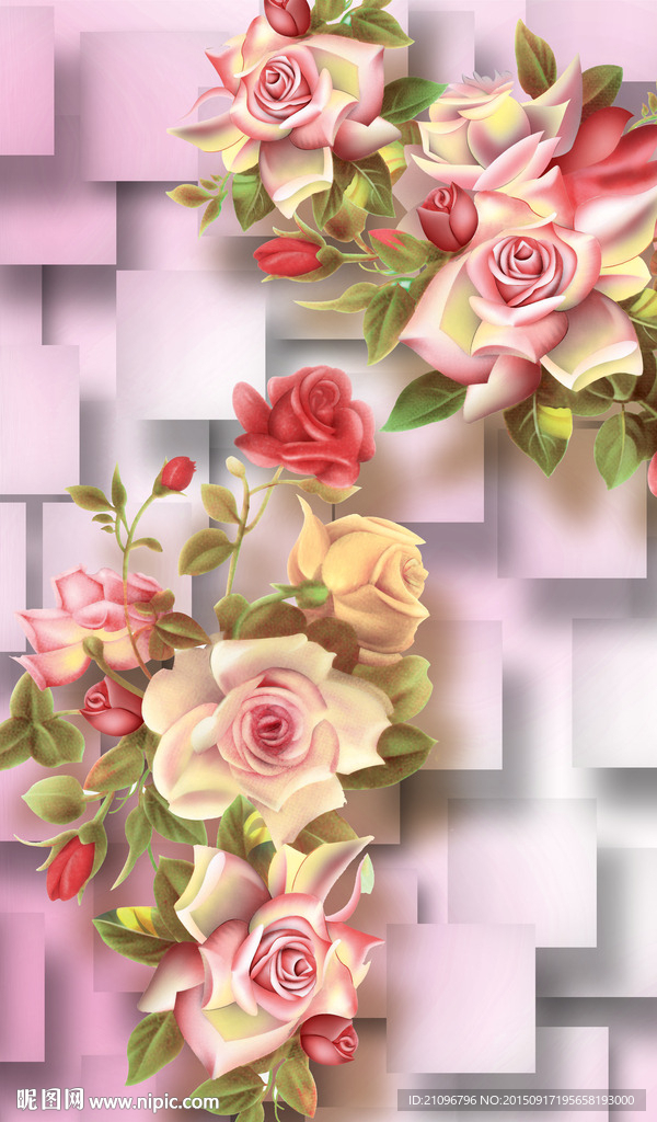 3d背景墙 花开富贵