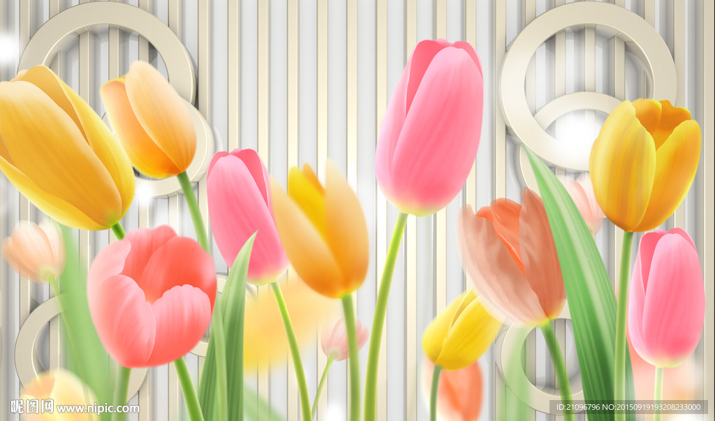 3d背景墙 花开富贵