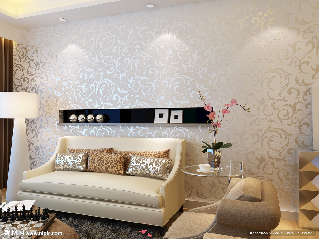 客厅墙纸效果图