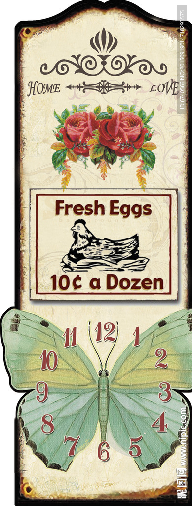 钟面 欧美风格 工艺绘画挂钟