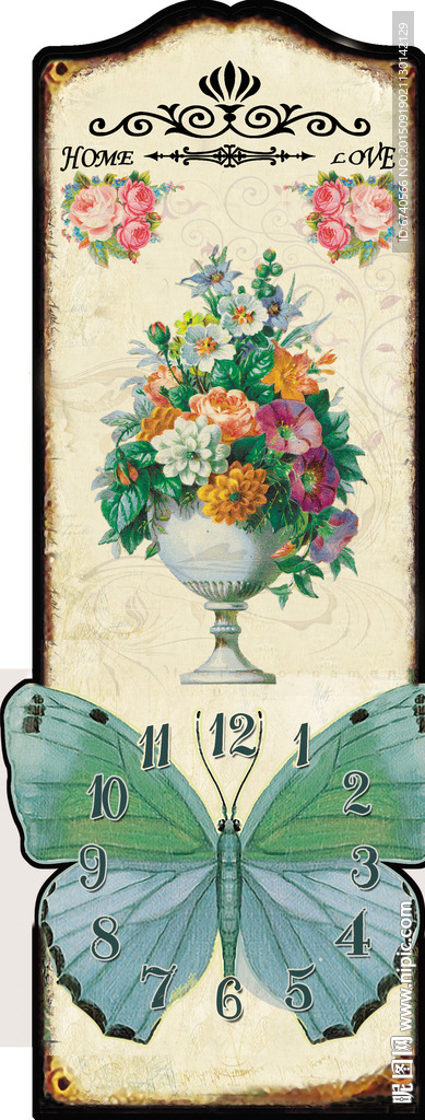 钟面 欧美风格 工艺绘画挂钟