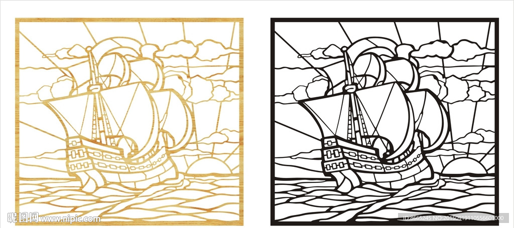 帆船雕花
