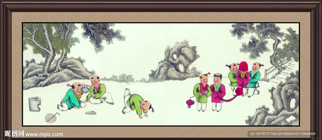 古代 戏耍小孩装饰画
