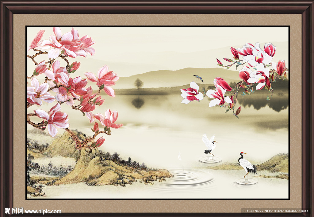 国画花鸟 玉兰花